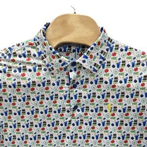 Grunk Dolfer Polo Shirt Mens XL White AOP Gambling Vegas Liquor Golf Performance